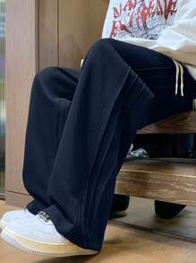 男士厚款时尚休闲宽松直筒裤，秋季