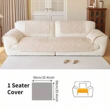 1PC Solid Color Plush Winter Lamb Plush Sofa Cushion, Non Slip Sofa Protective Cover For Living Room, 1/2/3/4 Person Seat, Home Soft Decoration, Suitable For Living Room, Office, Bedroom - Beige - View 14