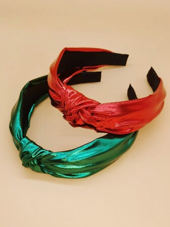 女士仿皮渐变色发箍，时尚打结发圈，适合狂欢节、圣诞节、万圣节、派对、日常佩戴，美观大方，发带，头饰