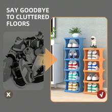 8-Tier Stackable Plastic Shoe Rack, Space-Saving Shoe Organizer For Living Room, Polypropylene Shoe Storage Shelf, No-Tool Assembly, Floor Standing, Home Dorm Shoe Tower - Use Without Electricity,  Material