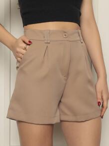Women's Shorts With Zipper And Button Tailoring Launch - 杏色 - 查看 5