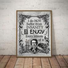 1pc/Set Abstract Poe Art Gothic Mounted Canvas Poster Prints , Vintage Newspaper Insanity Quote Canvas Wall Art Painting,Perfect For Living Room Bedroom Wall Decorations,No Frame Include Gifts Birthday Graduation