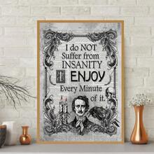 1pc/Set Abstract Poe Art Gothic Mounted Canvas Poster Prints , Vintage Newspaper Insanity Quote Canvas Wall Art Painting,Perfect For Living Room Bedroom Wall Decorations,No Frame Include Gifts Birthday Graduation