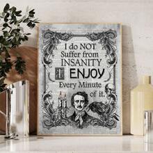 1pc/Set Abstract Poe Art Gothic Mounted Canvas Poster Prints , Vintage Newspaper Insanity Quote Canvas Wall Art Painting,Perfect For Living Room Bedroom Wall Decorations,No Frame Include Gifts Birthday Graduation