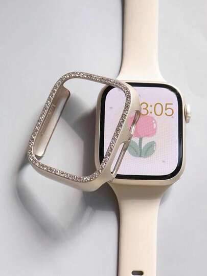 1 件水钻保险杠硬质保护壳适用于 Apple Watch 系列 10/9/8/7/6/5/SE/4/3，适合 38mm/40mm/41mm/42mm/44mm/45mm/46mm/49mm（不含手表和表带）