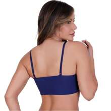 Seamless Cropped Top Bra Fitness Zero Transparency Thin Strap Gym - 藍色 - 查看 2