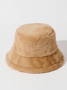 1pc Solid Color Plush Bucket Hat For Fall, Soft & Warm Beanie Cap For Couples' Casual, Outdoor Activities, Etc. Winter Fall Winter Outfits,Holiday,Festival - Solid Color - View 22