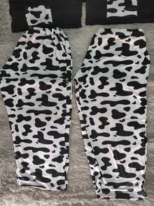 Pijama pareja 4 piezas Dúo de 2 playeras y 2 pantalones con bolsas laterales de moda con diseños modernos - Blanco - Ver 2