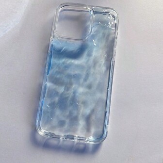Handmade DIY 3D Refreshing Mint Blue Transparent Water Ripple Compatible With Iphone 11/12/13/14/15 Pro Max Phone Case Camera Protection Niche Ins Personalized Design