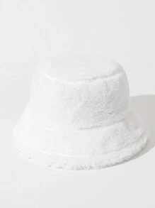 1pc Solid Color Plush Bucket Hat For Fall, Soft & Warm Beanie Cap For Couples' Casual, Outdoor Activities, Etc. Winter Fall Winter Outfits,Holiday,Festival - Solid Color - View 23