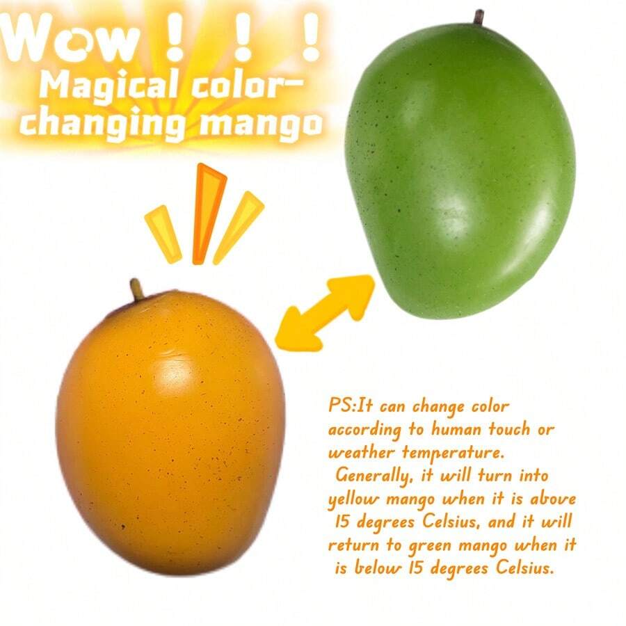 1 件全新独特创意变色芒果捏捏玩具，可塑性流体芒果，变温减压玩具捏捏玩具，触摸时有趣的变色，适合日常居家减压游戏、复活节礼物、课堂奖品等 - ，不含有害化学材料