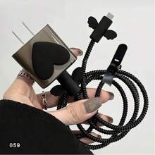 Bộ 5 miếng bảo vệ cáp hình trái tim/bướm/ngôi sao/tay cầm chơi game, tương thích với Apple IPhone, ngăn cáp bị đứt và phù hợp với bộ sạc 18-20W - Nhiều màu - Xem 1