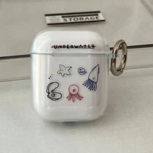 章鱼鱿鱼海洋生物蓝牙耳机保护壳，兼容2/3/Pro/Pro2/4 - 無色 - 查看 4