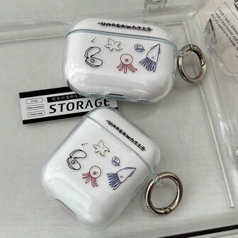 章鱼鱿鱼海洋生物蓝牙耳机保护壳，兼容2/3/Pro/Pro2/4