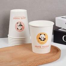 50 piezas/paquete Vasos desechables de fibra de bambú talla grande gruesos con diseños de dibujos animados al azar, adecuados para uso doméstico y comercial, fiesta de Halloween