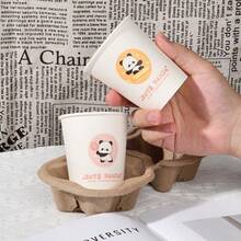 50 piezas/paquete Vasos desechables de fibra de bambú talla grande gruesos con diseños de dibujos animados al azar, adecuados para uso doméstico y comercial, fiesta de Halloween