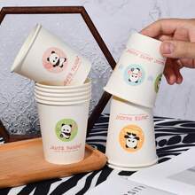 50 piezas/paquete Vasos desechables de fibra de bambú talla grande gruesos con diseños de dibujos animados al azar, adecuados para uso doméstico y comercial, fiesta de Halloween