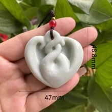 1 kawałek naturalnego jadeitu Jadeitowy naszyjnik strażnika, wszystkie ręcznie rzeźbione, naturalny wisiorek z klejnotem, naszyjnik z kryształu kwarcu, naszyjnik dla par, prezent dla niej, prezent festiwalowy, prezent z kryształu kwarcu - Miłość - Zobacz 3