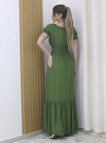 Long Evangelical Party Dress Has Lining And Elastic - 橄欖綠 - 查看 2
