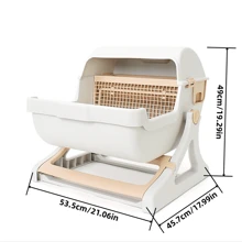 1pc Semi-Automatic Tipping Cat Litter Box, Large Semi-Enclosed Cat Toilet And Cat Poop Box Suitable For Cats Weighing Less Than 7.5 Kg - Multicolor - View 11