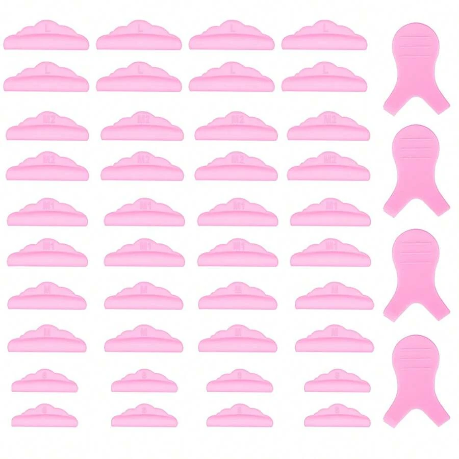 44 piezas de varillas para levantamiento de pestañas, herramientas de maquillaje para rizar pestañas con silicona, 5 tamaños S/M/M1/M2/L, almohadillas reutilizables para levantamiento de pestañas