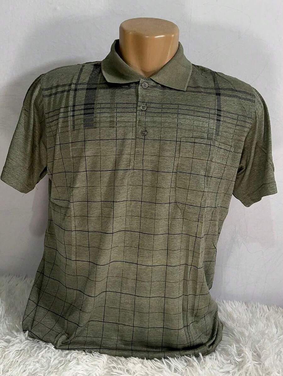 SUN CAI MEN'S POLO NECK T-SHIRT SHORT SLEEVE WITH POCKET CASUAL IMPORTED FASHION - 綠色 - 查看 1