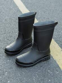Fesd Ts Botas de lluvia de media pantorrilla de moda para mujeres, impermeables, con suela blanda antideslizante, aptas para cocina, trabajo, actividades al aire libre, nuevo diseño - Negro - Ver 11
