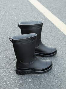 Fesd Ts Botas de lluvia de media pantorrilla de moda para mujeres, impermeables, con suela blanda antideslizante, aptas para cocina, trabajo, actividades al aire libre, nuevo diseño - Negro - Ver 10