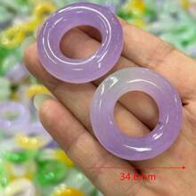 1pc Natural Jade Donut Lucky Pendant, Jade Wealth Pendant, Guardian Peace Necklace, All Hand-Carved, Natural Gem Pendant, Quartz Crystal Necklace, Couple Necklace, Gift For Her, Suitable For Holiday Party Gifts, Quartz Crystal Gifts. Gift Box, Adjustable Lanyard.