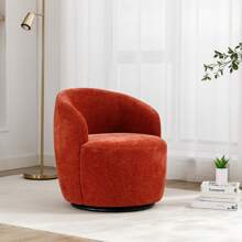 Swivel Barrel Chair, Small Swivel Accent Chair Comfy Round 360° Chenille Swivel ArmChair, Modern Round Accent Arm Chairs For Living Room Bedroom Nursery - 橘色 - 查看 8
