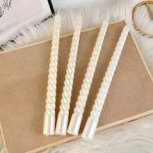 4 件/盒 2.0*25 厘米螺纹蜡烛棒，无烟无味，适用于家庭、餐厅、求婚和婚礼装饰、房间装饰、礼物