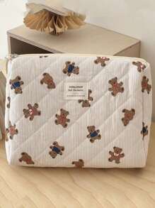 1 pièce/set Sac cosmétique multifonctionnel grande capacité avec motif mignon d'ours beige, sac de maquillage de voyage, sac de maquillage pour filles, sac portefeuille de retour à l'école portable pour le stockage des cosmétiques, pinceaux, téléphone portable, pièces, petits articles, à utiliser à la maison, en voyage, en vacances et à l'école. Sac de maquillage, sac de soins de la peau, sac de toilette, sacs de rangement, essentiels de voyage, essentiels de croisière, essentiels de dortoir, cadeaux pour les demoiselles d'honneur, cadeaux pour maman, cadeaux d'anniversaire, cadeaux pour les amis et les enseignants, décoration de la maison, salle de bain, salon, chambre à coucher, organisateur de salle de bain, organisateur de bijoux, organisateur d'huile à lèvres, organisateur de vernis à ongles, organisateur de maquillage, étui à maquillage, fournitures scolaires, produits essentiels pour les vacances, sac à cosmétiques, sacs à maquillage, organisateur de maquillage d'hiver, rangemen