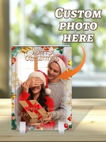 1 pièce Ornement de bureau rectangulaire en acrylique personnalisé pour les photos de Noël des couples, photo personnalisée avec base de décoration de bureau, cadeau photo DIY pour la Saint-Valentin, cadeau commémoratif d'anniversaire unique, décoration de bureau idéale pour les occasions spéciales comme la décoration de Noël à la maison, le mariage, l'anniversaire, la décoration de la maison ou du bureau, etc. pour les meilleurs amis et la famille. (Il y a 4 modèles à choisir)