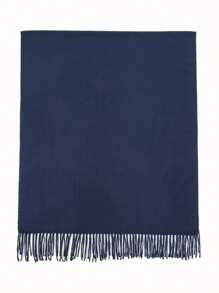 1pc Fashionable Solid Color Warm Scarf Winter Fall - Navy Blue - View 5