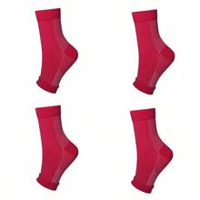 4pairs Solid Color Foot Arch Support Compression Leg Warmers, Sports Ankle Leg Warmers For Running, Breathable Elastic Compression Stockings - Multicolor - View 17