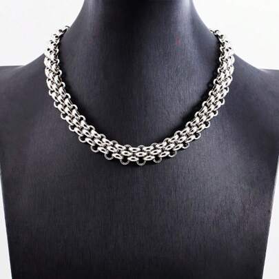 ZG YING ZHOU ZGYZ 1 chiếc vòng cổ dây chuyền thủ công bằng thép titan thời trang unisex phong cách punk rock, kiểu dáng giống người nổi tiếng với những sợi dây bện dày, ba sợi phóng đại, phong cách rock tối giản dành cho hộp đêm.