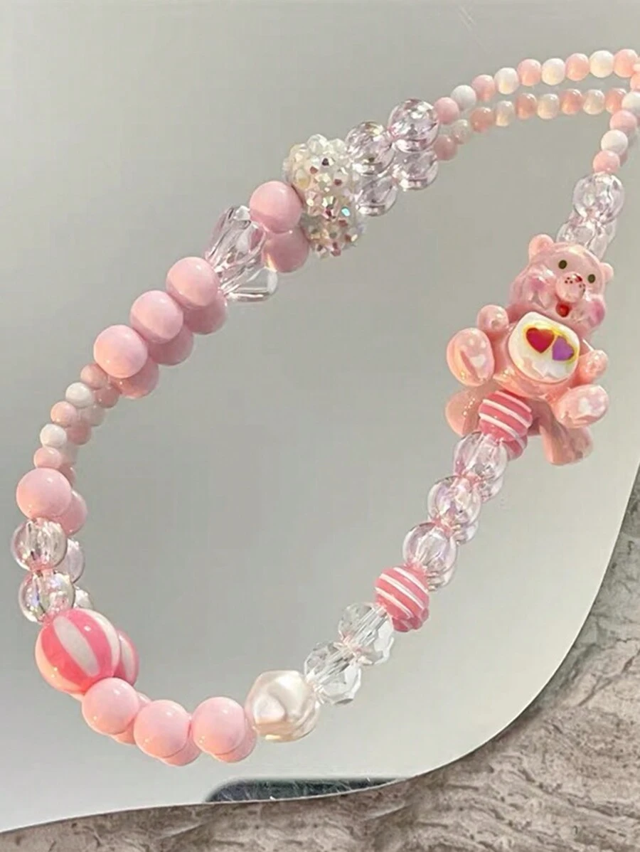 1 Mùa Hè Dễ Thương Ba Chiều Gấu Tình Yêu Pha Lê Ngọc Trai Điện Thoại Di Động Dây Thích Hợp Cho Phụ Nữ Đi Biển Du Lịch Phụ Kiện Điện Thoại Di Động Phong Cách Y2k - Nhiều màu - Xem 1