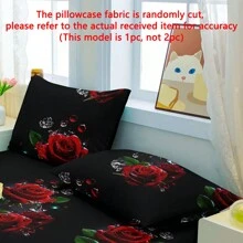 1pc  Floral Crystal Rose Print Washed Pillowcase, Bedroom Zippered Soft Pillow Cover, Bedding