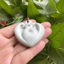 1 kawałek naturalnego jadeitu Jadeitowy naszyjnik strażnika, wszystkie ręcznie rzeźbione, naturalny wisiorek z klejnotem, naszyjnik z kryształu kwarcu, naszyjnik dla par, prezent dla niej, prezent festiwalowy, prezent z kryształu kwarcu - Miłość - Zobacz 9