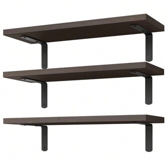 Wood Floating Shelves Set Of 3, Shelves For Wall Decor, Farmhouse Shelf For Bedroom, Bathroom Storage Shelves, Book Shelves For Living Room Fall Home Decor  Room Decor