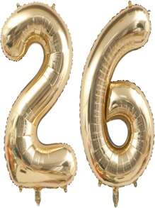 2-Piece Set Of 40 Inch Light Gold Digital Balloon, Platinum Giant Foil, Polyester Film, Helium Large Digital Balloon, Champagne Gold Birthday Digital Giant Balloon, Anniversary Commemorative Events, Party Decoration Supplies, Christmas - Gold - View 14