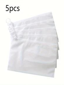 5件/10件/20件透明磨砂拉链袋，适用于内衣、化妆品、文具、旅行收纳 - 無色 - 查看 6