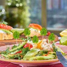 200/100/50/15 piezas Pinchos para aperitivos, palillos decorativos y palillos para comida de bambú con diseño de caparazón de tortuga tropical, hojas verdes decorativas, de 4.7 pulgadas de largo, para fiestas hawaianas y Navidad