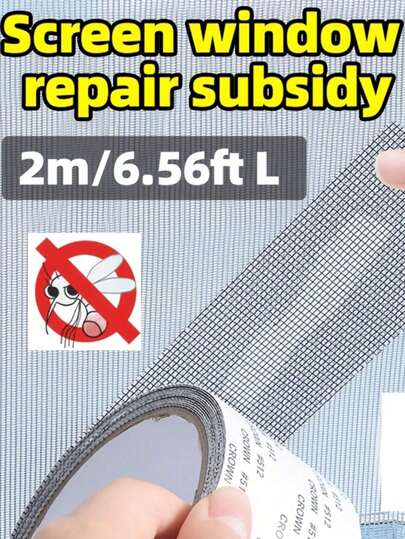 1roll Window Screen Repair Tape, Customizable Mosquito-Proof Mesh Screen Patch With Self-Adhesive, For Fixing Holes On Window Screens