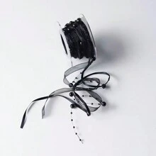 1pc Handmade Beaded Faux Pearl Ribbon, Fresh Flower Bouquet Ribbon, Crafty Ribbon For Gift Wrapping, DIY Cake Box Decor (Excluding Plastic Spool),Christmas - Multicolor - View 16