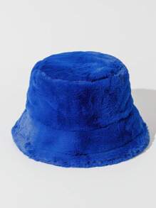 1pc Solid Color Plush Bucket Hat For Fall, Soft & Warm Beanie Cap For Couples' Casual, Outdoor Activities, Etc. Winter Fall Winter Outfits,Holiday,Festival - Solid Color - View 24