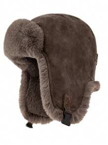 1 件装情侣款厚实保暖内衬仿皮护耳帽带链条，保暖防风，适合户外骑行滑雪、冬季配饰和节日礼物冬季服装 - 款1 - 查看 7