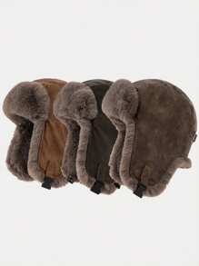 1 件装情侣款厚实保暖内衬仿皮护耳帽带链条，保暖防风，适合户外骑行滑雪、冬季配饰和节日礼物冬季服装 - 款1 - 查看 3