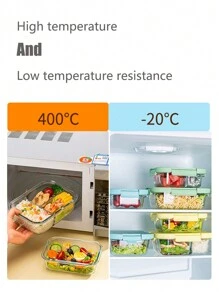 High Borosilicate Glass Food Storage Box Microwave Lunch Box Storage Lunch Box Office Worker Special Fresh-Keeping Bowl Student Lunch Box Kitchen Refrigerator Food Storage Box - Multicolor - View 6