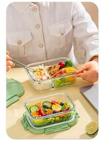 High Borosilicate Glass Food Storage Box Microwave Lunch Box Storage Lunch Box Office Worker Special Fresh-Keeping Bowl Student Lunch Box Kitchen Refrigerator Food Storage Box - Multicolor - View 2
